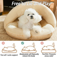 HKM-6376765 Ultra Soft Plush Cat and Dog Bed - Self-Warming Anti-Slip Cave Nest for Indoor Use