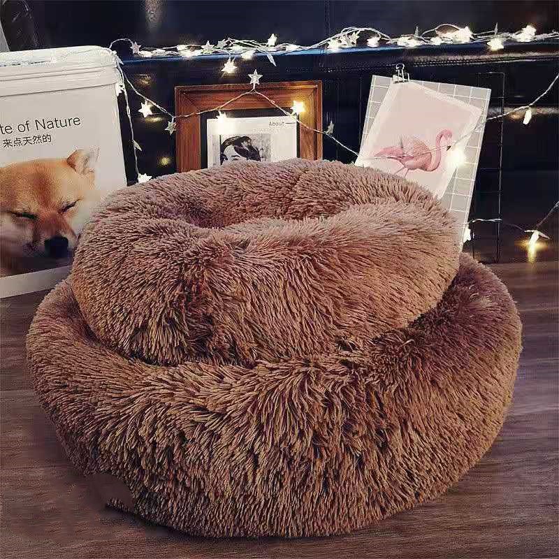 HKM-6377533 Thick Plush Round Pet Kennel with Anti-Skid Bottom - Durable, Waterproof & Moisture-Proof Design