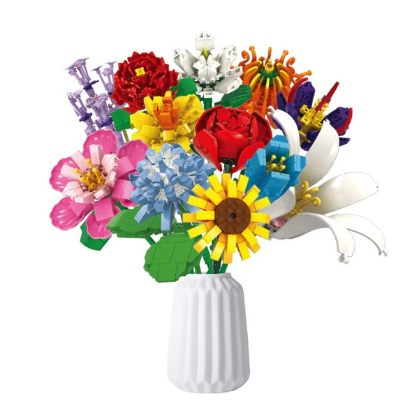 HKM-637779 Colorful 1009-Piece Plant Flowers Building Block Toy Set for Creative DIY Floral Arrangement