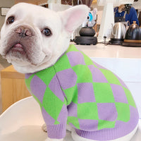 HKM-637779 Stylish Purple Diamond Plaid Dog Sweater for All Sizes