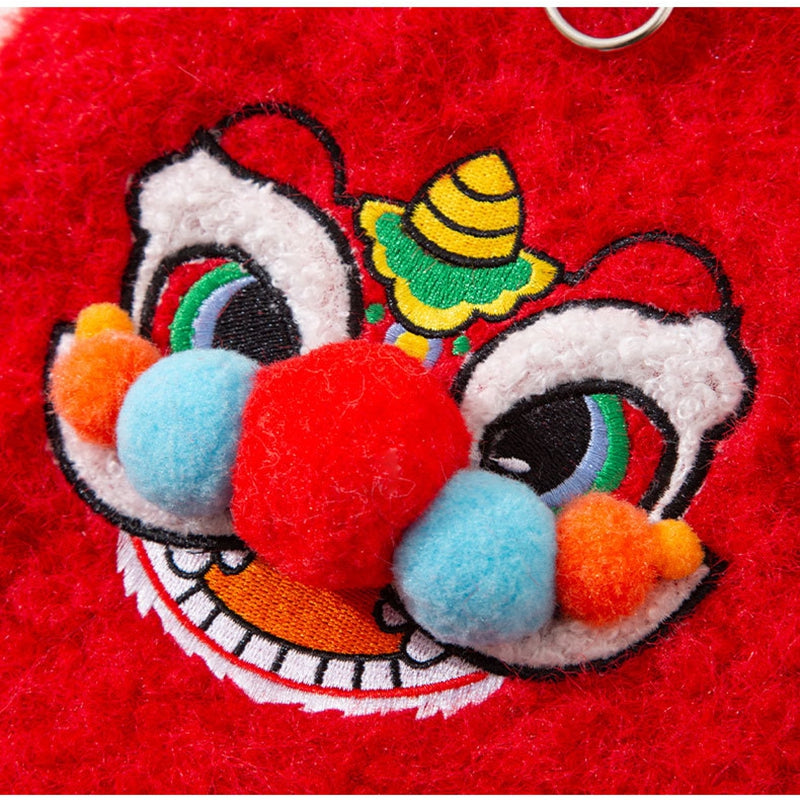 HKM-6378045 Festive 3D Lion Dance Sweater for Pets - Cozy Cotton-Padded Design with Leash Ring