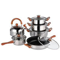HKM-637907 12-Piece Stainless Steel Casserole Cookware Set with Nonstick Pots and Pans