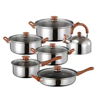 HKM-637907 12-Piece Stainless Steel Casserole Cookware Set with Nonstick Pots and Pans