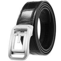 HKM-637907 Genuine Leather Men's Belt - Stylish Black Design, Model LY36-61319-8