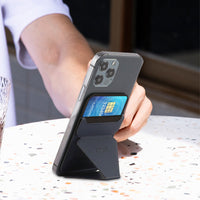 HKM-637907 Magnetic Mobile Phone Holder for iPhone 12 - Adjustable Lazy Bracket in Midnight Black, Business Gray, Oxford Blue, and Ocher Brown