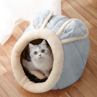 HKM-6379325 Enclosed Cat House Villa with Soft Bed for Pets (M, L, XL Size Options)