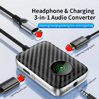 HKM-638099 3-in-1 Lightning to 3.5mm + 8-Pin Headphone Jack Adapter with Fast Charging Capability