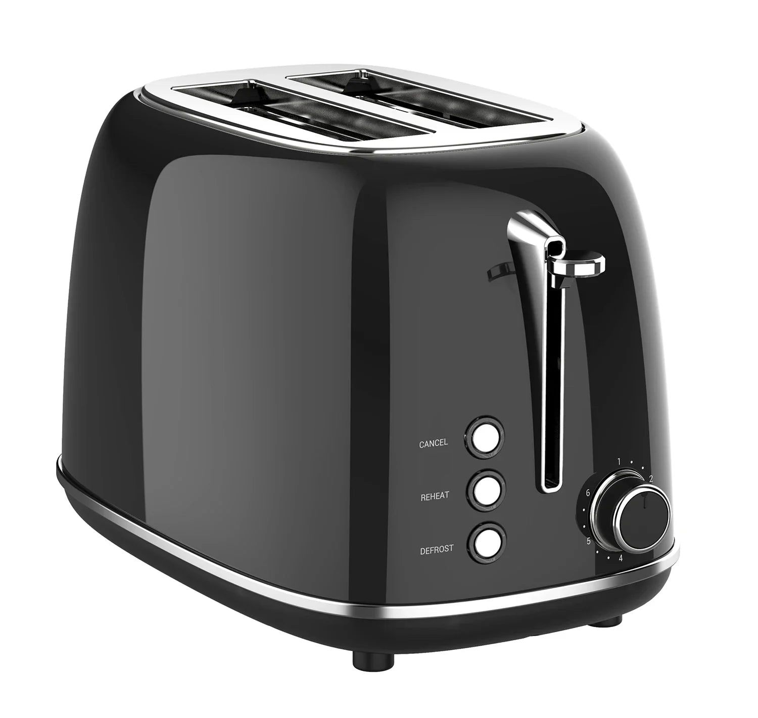 HKM-638099 Extra Wide Slot 2-Slice Retro Design Toaster with 6 Browning Levels, Reheat, and Defrost Functions