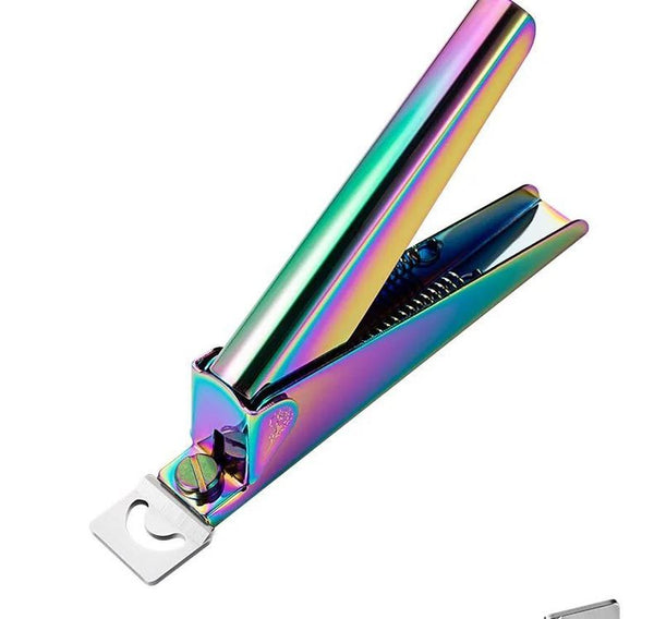 HKM-638099 Stainless Steel U-Shaped Nail Clipper for Gel and False Nails in Rainbow Gold and Silver Finish