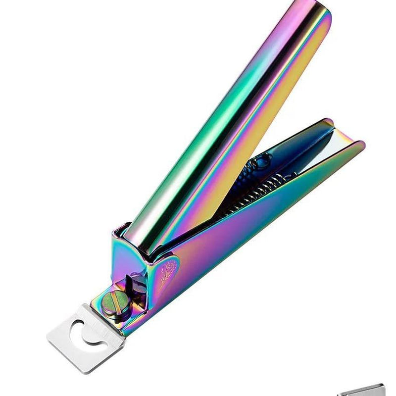 HKM-638099 Stainless Steel U-Shaped Nail Clipper for Gel and False Nails in Rainbow Gold and Silver Finish