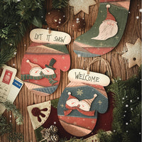 HKM-638163 Christmas Wooden Wall Decorations Featuring Gloves, Socks, Love Heart, and Winter Snow Shovels