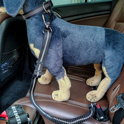 HKM-6381885 Elastic Adjustable Dog Car Seat Belt, Reflective Polyester Safety Harness for All Dog Sizes