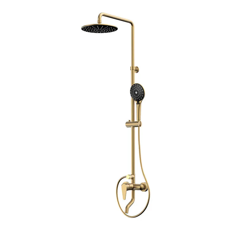 HKM-638227 Luxury Copper Shower Faucet Set with Rainfall and Jet Massage Functions, Chrome Finish