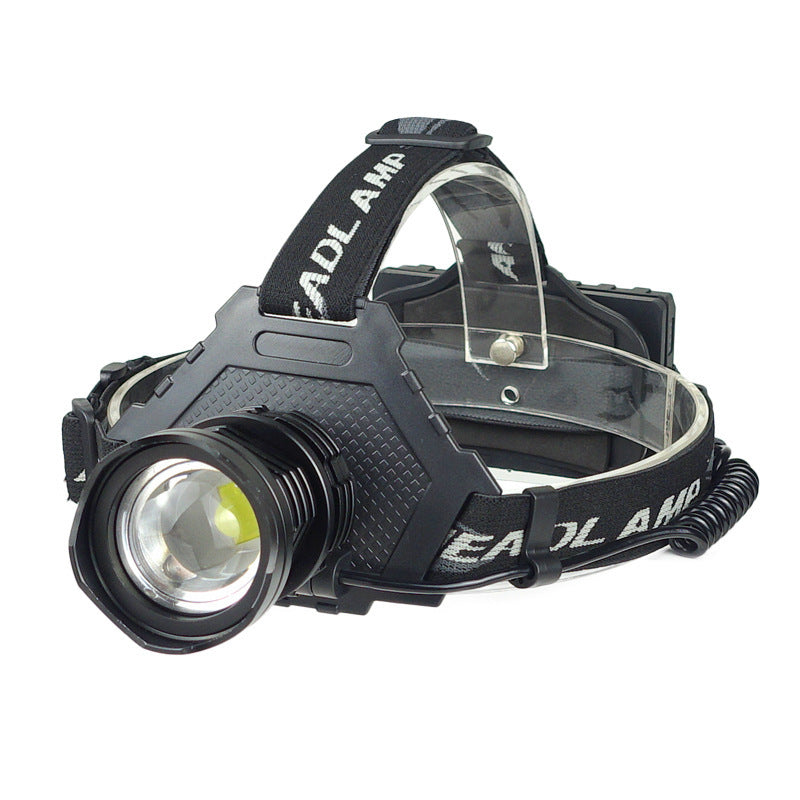 HKM-638227 Telescopic Zoom USB Rechargeable LED Headlight, Waterproof, 50W, 200-500m Range, Includes USB Cable and Optional Batteries