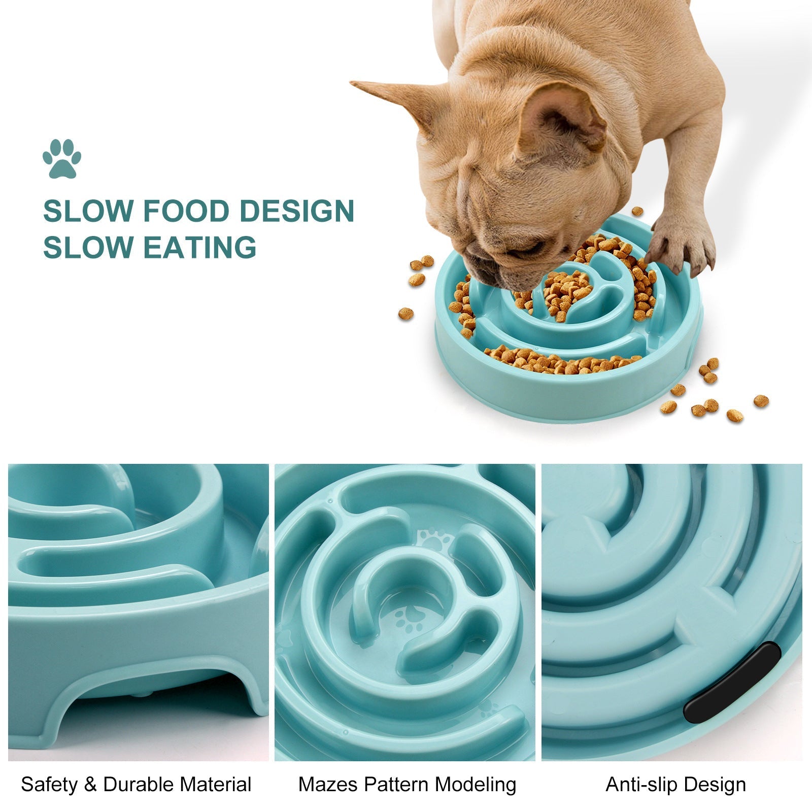 HKM-6382525 Silicone Slow Feeder Puzzle Bowl for Dogs - Reduces Choking & Promotes Healthy Eating