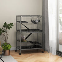 HKM-6382909 50" Rolling Small Animal Cage with Hammock and Multi-Tier Design