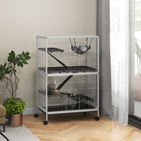 HKM-6382909 50" Rolling Small Animal Cage with Hammock and Multi-Tier Design