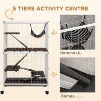 HKM-6382909 50" Rolling Small Animal Cage with Hammock and Multi-Tier Design
