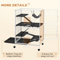 HKM-6382909 50" Rolling Small Animal Cage with Hammock and Multi-Tier Design