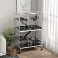 HKM-6382909 50" Rolling Small Animal Cage with Hammock and Multi-Tier Design