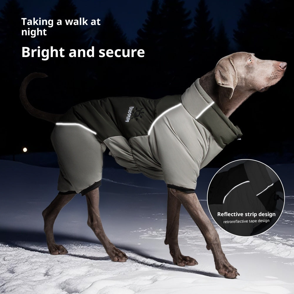 HKM-6383805 Reflective Cotton Dog Jacket in Tulip Pink, Tea Green, Violet Purple, Blue - Sizes XL to 5XL