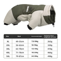 HKM-6383805 Reflective Cotton Dog Jacket in Tulip Pink, Tea Green, Violet Purple, Blue - Sizes XL to 5XL