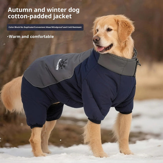 HKM-6383805 Reflective Cotton Dog Jacket in Tulip Pink, Tea Green, Violet Purple, Blue - Sizes XL to 5XL