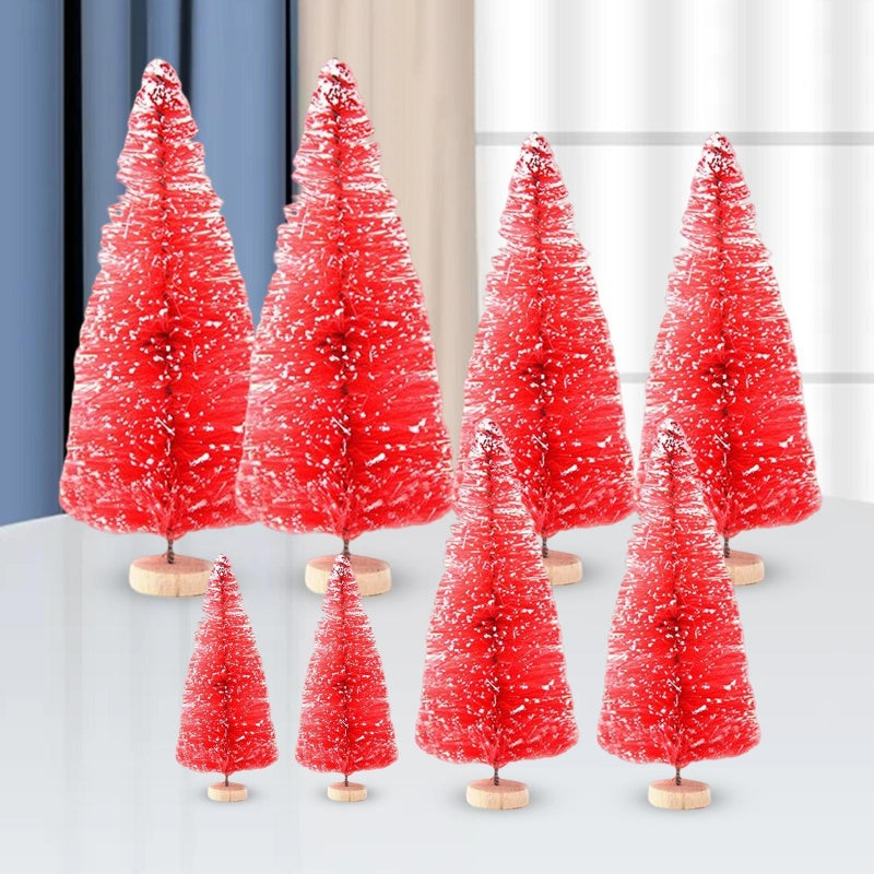 HKM-638483 Mini Artificial Christmas Trees Set – 8 Pieces for Fairy Garden and DIY Crafts – 4 Sizes: 4.5cm to 12.5cm