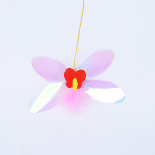 HKM-6385853 Hanging Dragonfly Cat Chew Toy with Teaser Stick for Interactive Play