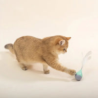 HKM-6386493 Feather Tumbler Cat Toy - Bite-Resistant Tease Ball with Flexible Stick for Interactive Play