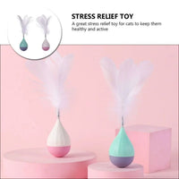 HKM-6386493 Feather Tumbler Cat Toy - Bite-Resistant Tease Ball with Flexible Stick for Interactive Play