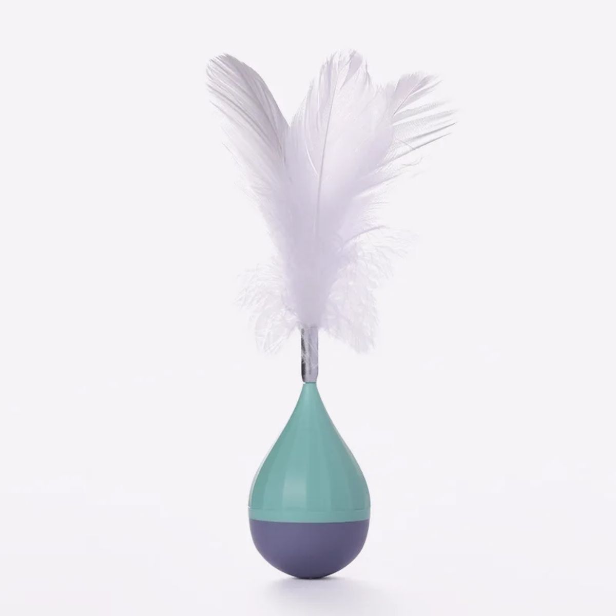 HKM-6386493 Feather Tumbler Cat Toy - Bite-Resistant Tease Ball with Flexible Stick for Interactive Play
