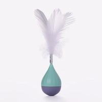 HKM-6386493 Feather Tumbler Cat Toy - Bite-Resistant Tease Ball with Flexible Stick for Interactive Play