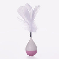HKM-6386493 Feather Tumbler Cat Toy - Bite-Resistant Tease Ball with Flexible Stick for Interactive Play