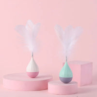 HKM-6386493 Feather Tumbler Cat Toy - Bite-Resistant Tease Ball with Flexible Stick for Interactive Play