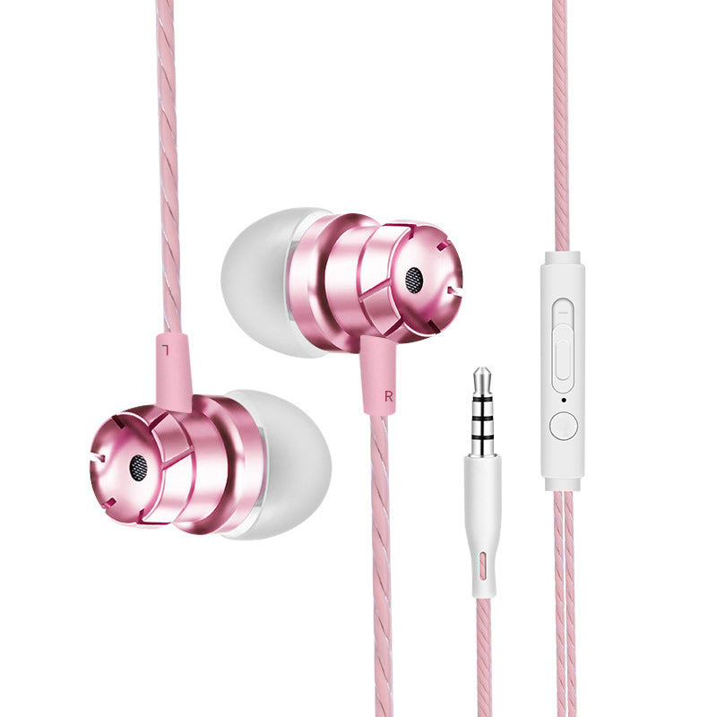 HKM-638675 Metal Wired In-Ear Headphones with Microphone and 3.5mm Straight Plug