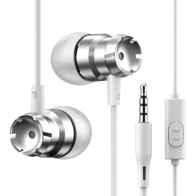 HKM-638675 Metal Wired In-Ear Headphones with Microphone and 3.5mm Straight Plug
