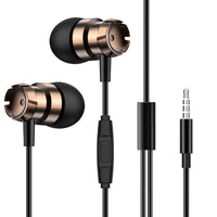 HKM-638675 Metal Wired In-Ear Headphones with Microphone and 3.5mm Straight Plug