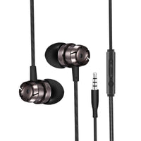 HKM-638675 Metal Wired In-Ear Headphones with Microphone and 3.5mm Straight Plug