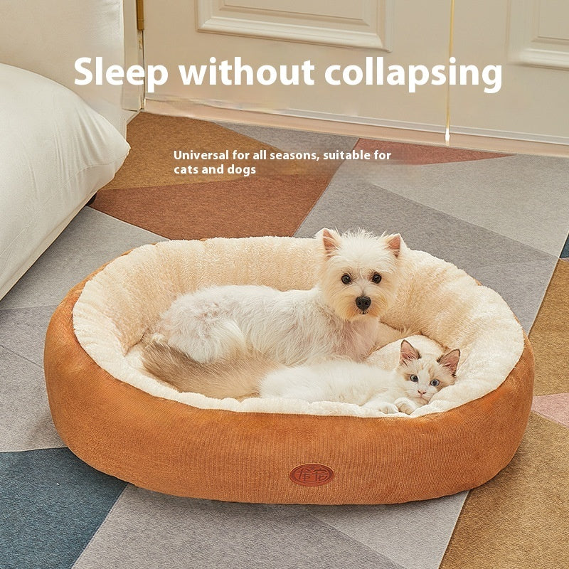 HKM-6386877 Universal Non-slip Plus-sized Pet Nest in Gray and Brown - 4 Season Comfort for Dogs