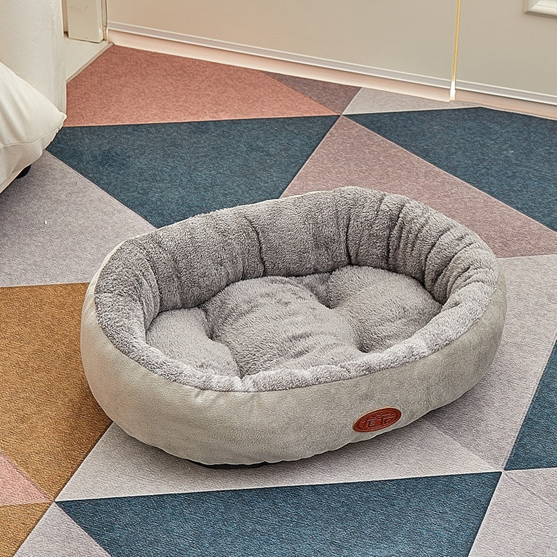 HKM-6386877 Universal Non-slip Plus-sized Pet Nest in Gray and Brown - 4 Season Comfort for Dogs