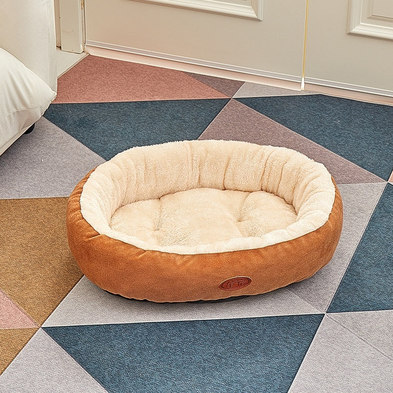 HKM-6386877 Universal Non-slip Plus-sized Pet Nest in Gray and Brown - 4 Season Comfort for Dogs
