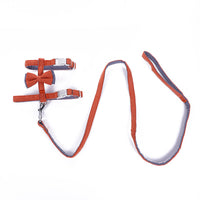 HKM-6387261 Color-Blocked Cotton-Filled Cat Leash with Bow Knot and Adjustable Chest Strap