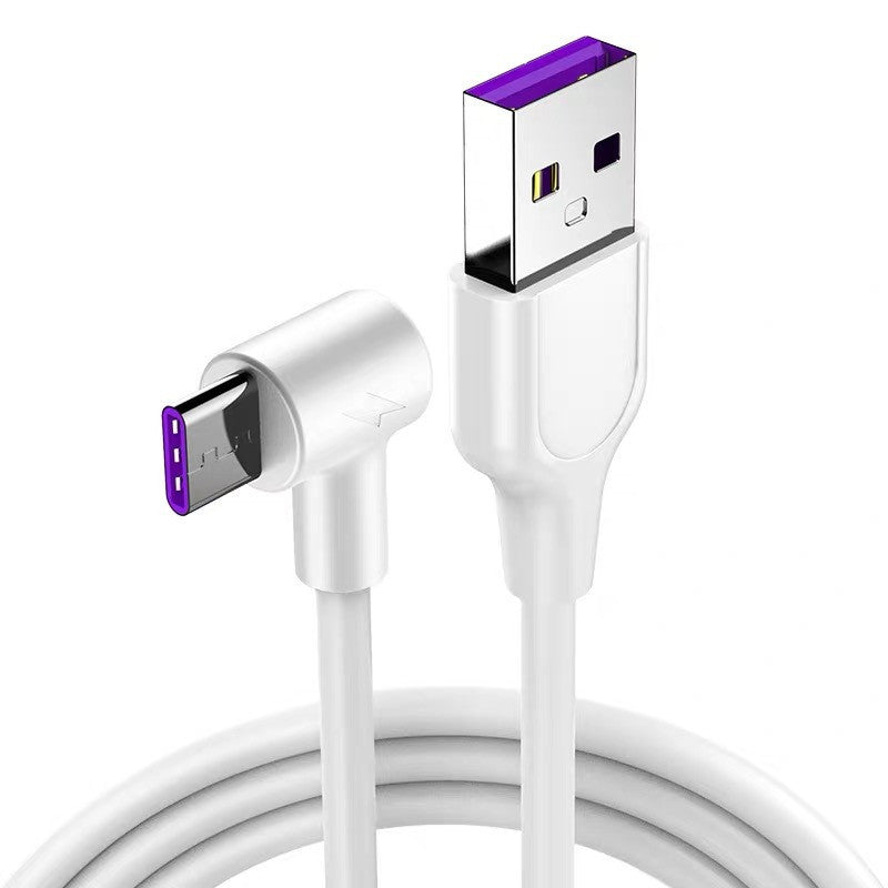 HKM-638739 5A Fast Charging Elbow Data Cable for Android Phones - Type-C, 1m Length