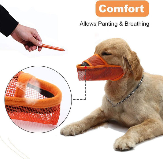 HKM-6388285 Breathable Mesh Dog Muzzle for Anti-Biting, Anti-Barking, and Controlled Eating - Suitable for Large, Medium, and Small Dogs