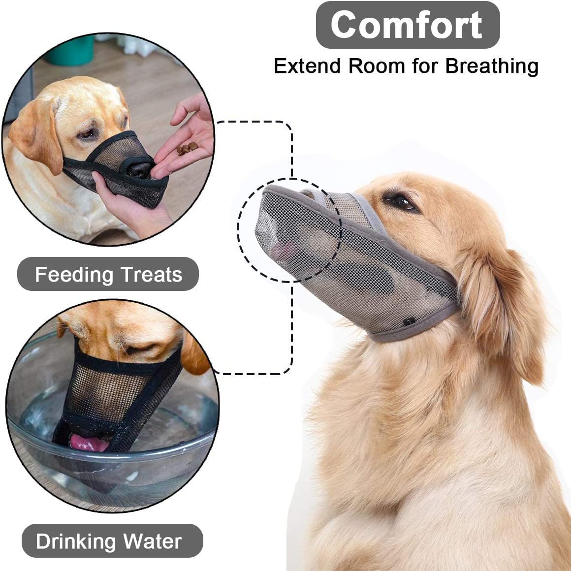 HKM-6388285 Breathable Mesh Dog Muzzle for Anti-Biting, Anti-Barking, and Controlled Eating - Suitable for Large, Medium, and Small Dogs