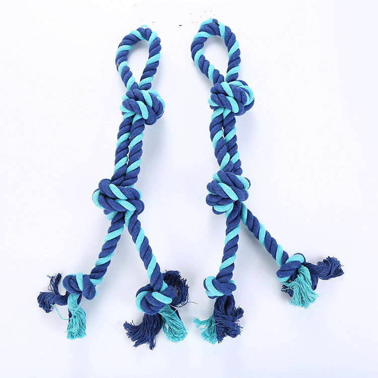 HKM-6389821 Cotton Rope Dog Toy for Molar Cleaning and Training - 52cm Blue Knot