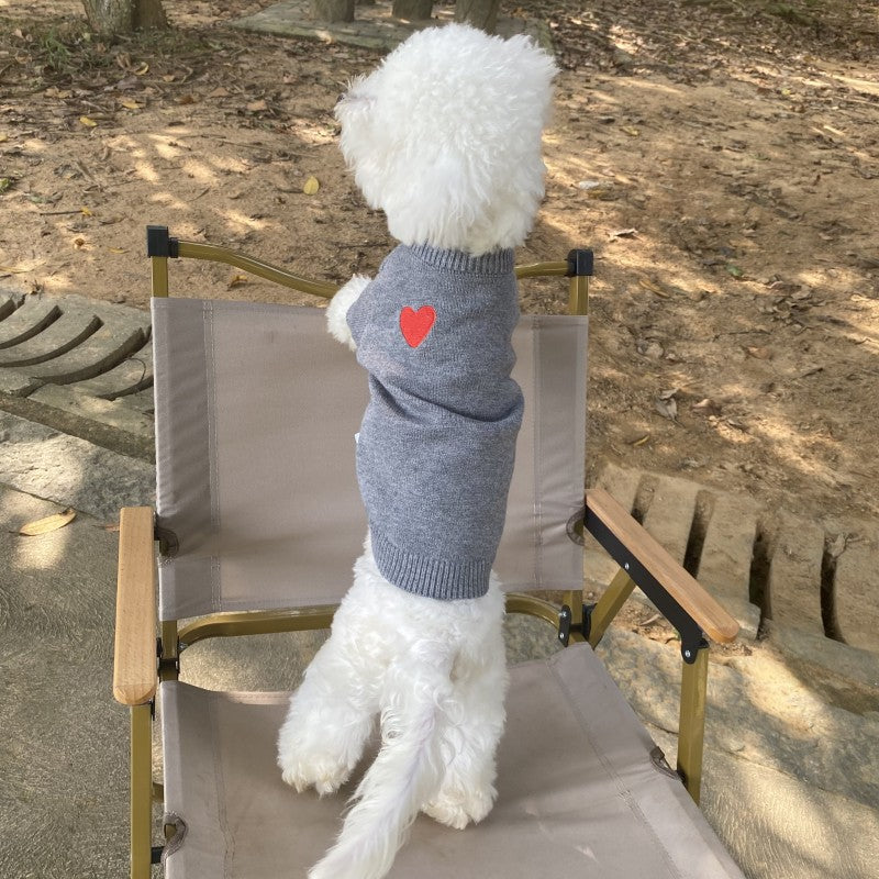HKM-6390589 Cozy Wool Pet Sweater for Small and Medium Dogs and Cats in Sapphire Blue, Red, and Dark Gray