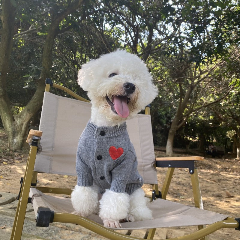 HKM-6390589 Cozy Wool Pet Sweater for Small and Medium Dogs and Cats in Sapphire Blue, Red, and Dark Gray
