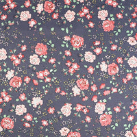 HKM-639187 Floral Twill Cotton Fabric - Small Botanical Print for Spring & Summer Clothing and Home Decor